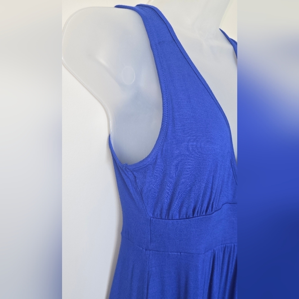 Loveappella Womens Summer Sleeveless Dress Extra Long Stretchy Royal Blue Small - Picture 3 of 8